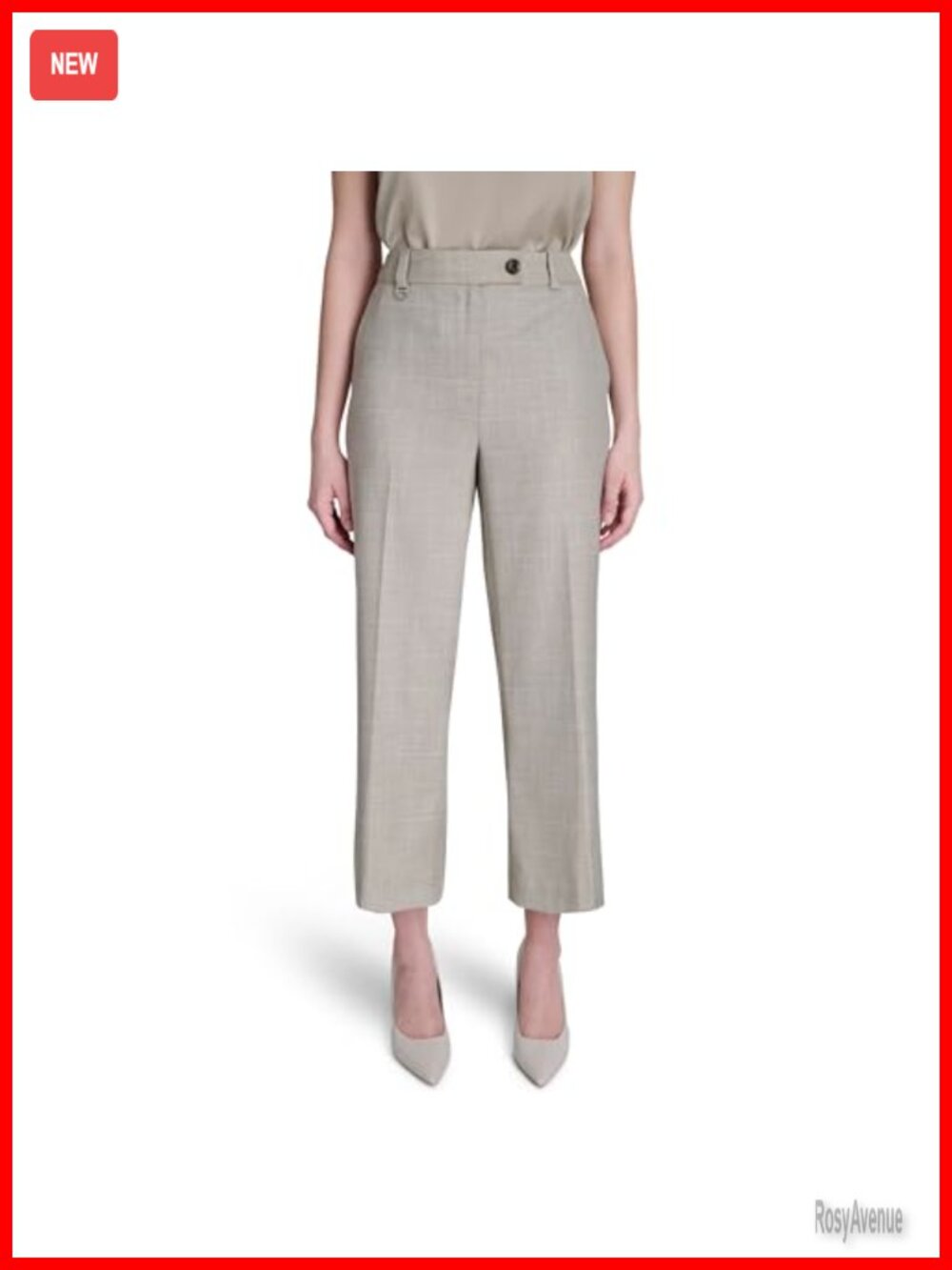 Midrise Pleated Straight Leg Pants with Belt Detail Tailored Trousers